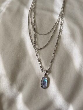 Kendra Scott Multi-Layer Necklace with Iridescent Blue-Purple pendant